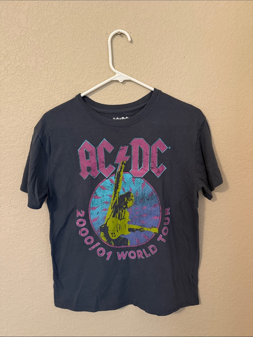 AC/DC Black Kids Short-Sleeve Tee with Pink & Teal Graphic
